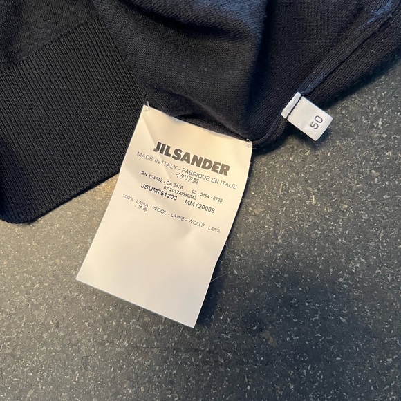 Jil Sander dark blue fine gauge wool crewneck sweater  size 50 - Picture 3 of 3